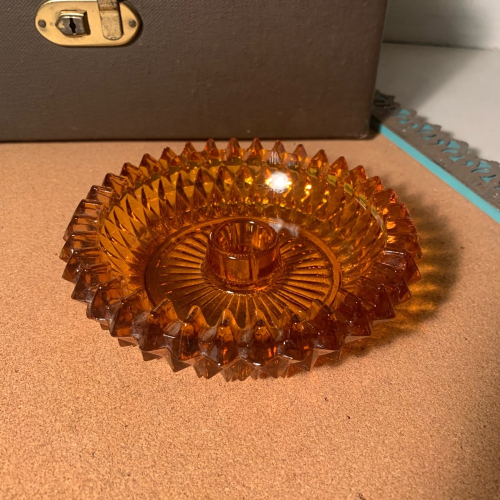 Vintage Amber HOMCO MCM Votive/Candle Holder (N#)
